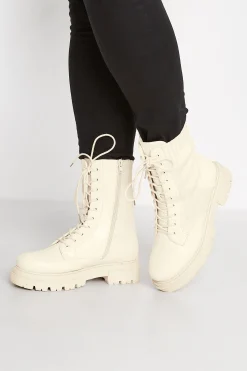 M&Co Limited Collection Limited Collection Cream Chunky Sock Lace Up Boots In Wide E Fit & Extra Wide Eee Fit>Women Boots