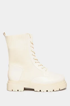 M&Co Limited Collection Limited Collection Cream Chunky Sock Lace Up Boots In Wide E Fit & Extra Wide Eee Fit><noscript><img width=
