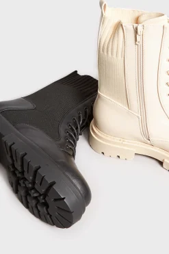 M&Co Limited Collection Limited Collection Cream Chunky Sock Lace Up Boots In Wide E Fit & Extra Wide Eee Fit><noscript><img width=