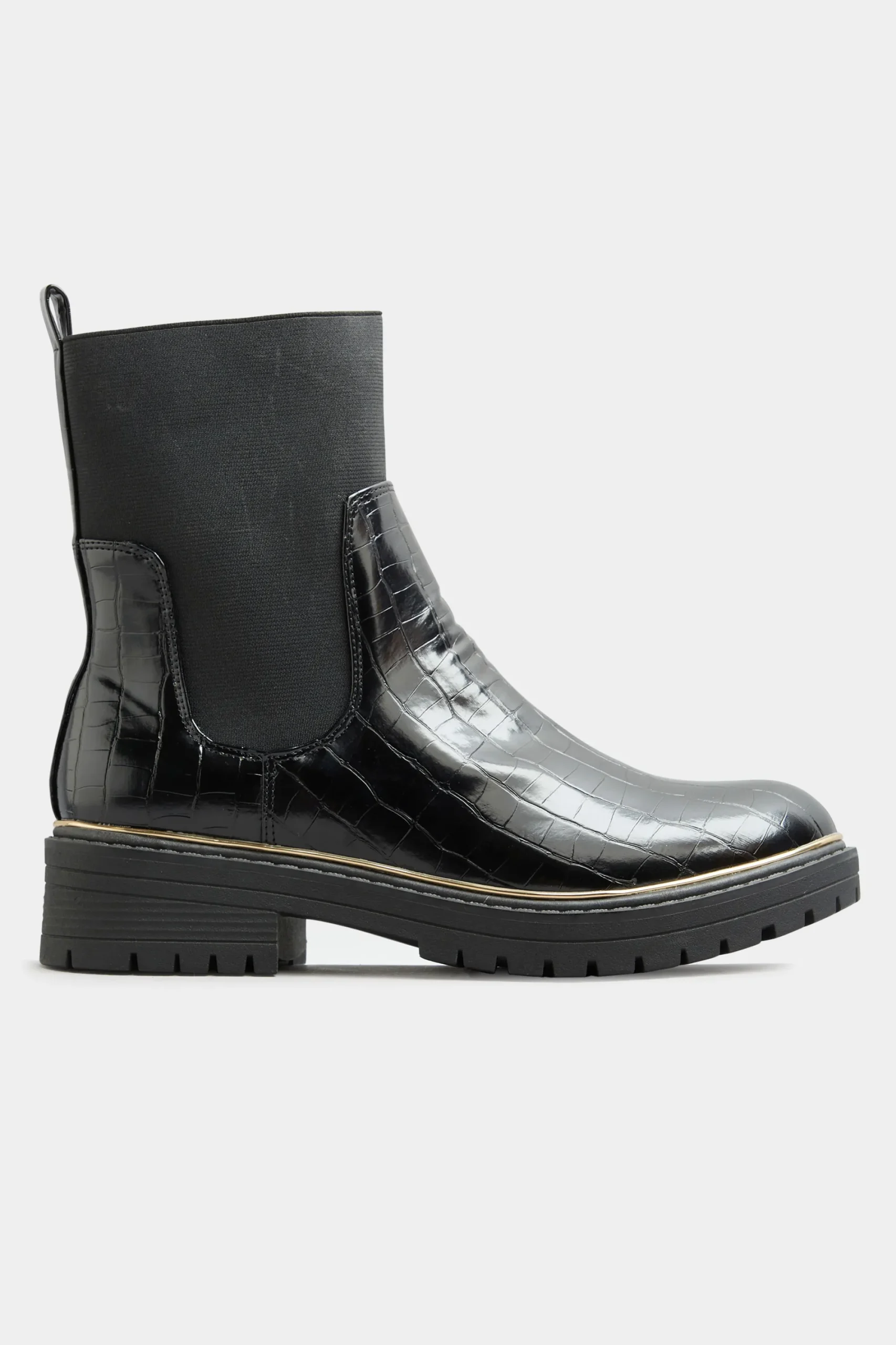 M&Co Limited Collection Limited Collection Black Croc Leather Look Ankle Boots In Standard Fit>Women Boots
