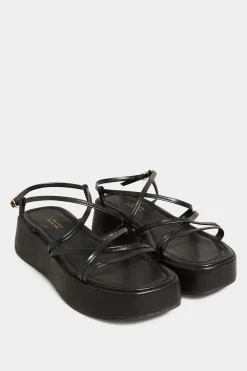 M&Co Limited Collection Limited Collection Black Strappy Flatform Sandals In Extra Wide Eee Fit>Women Flat Shoes