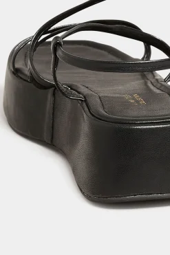 M&Co Limited Collection Limited Collection Black Strappy Flatform Sandals In Extra Wide Eee Fit><noscript><img width=