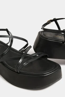 M&Co Limited Collection Limited Collection Black Strappy Flatform Sandals In Extra Wide Eee Fit><noscript><img width=