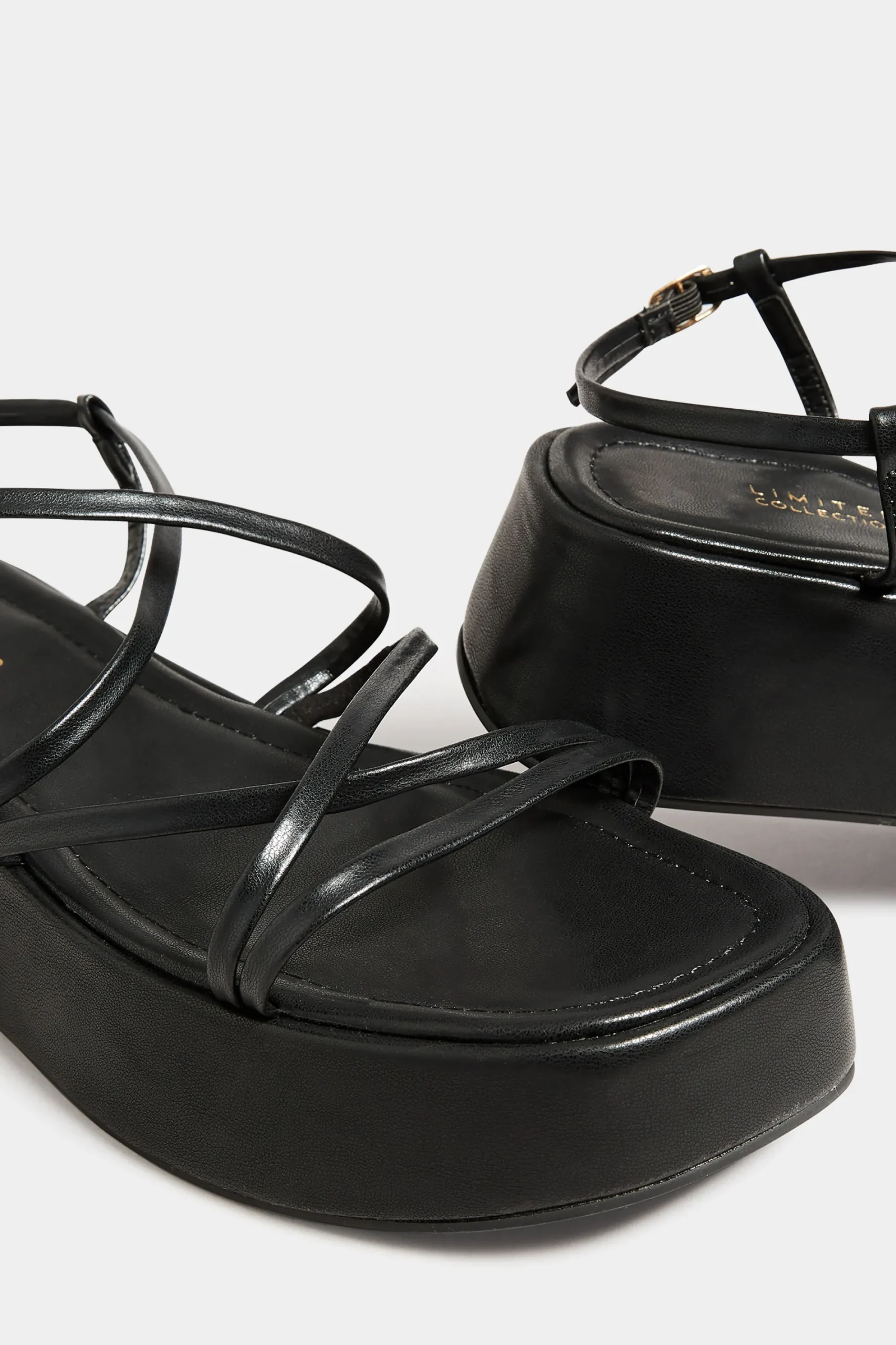 M&Co Limited Collection Limited Collection Black Strappy Flatform Sandals In Extra Wide Eee Fit>Women Flat Shoes