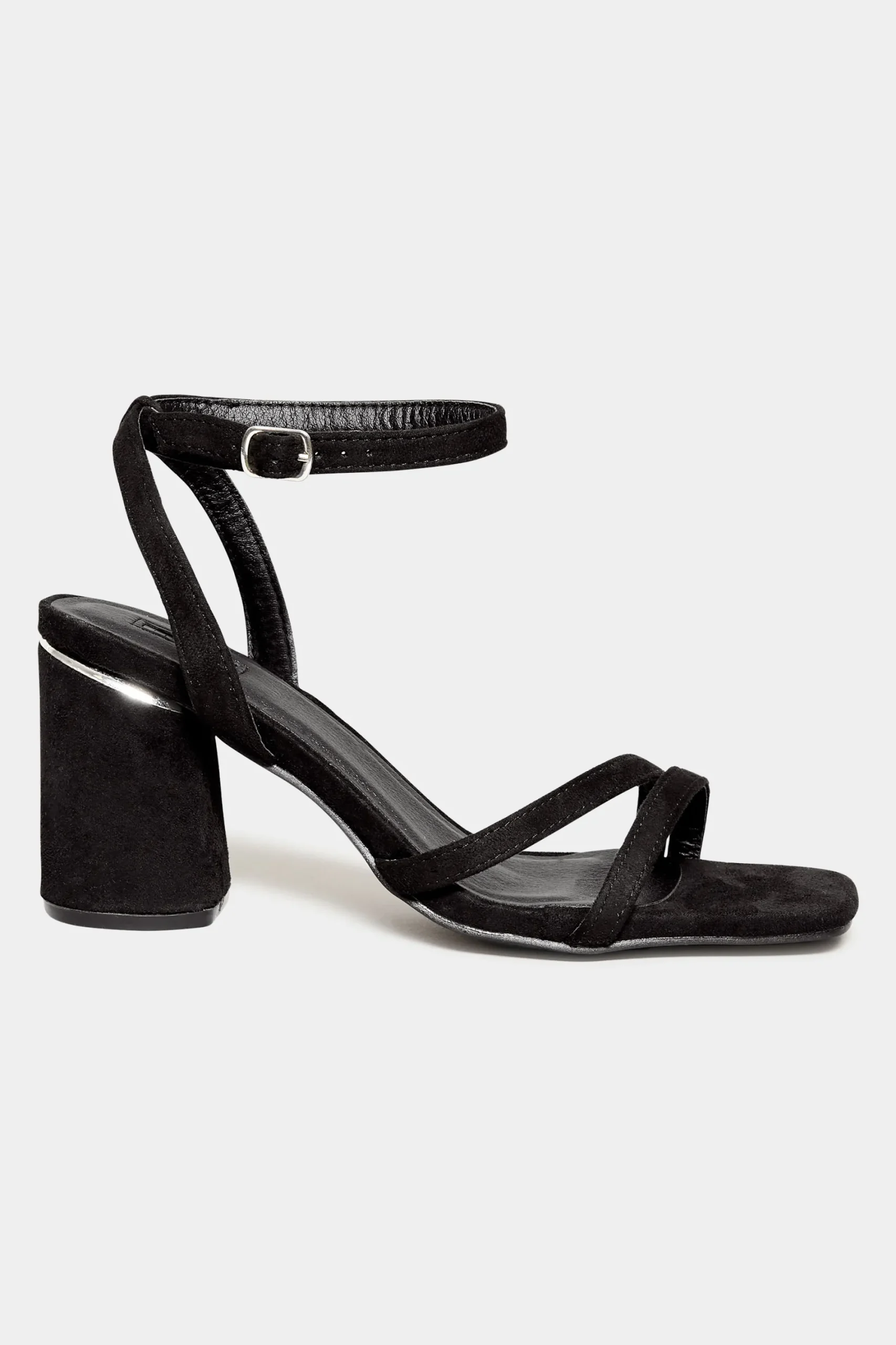 M&Co Limited Collection Limited Collection Black Asymmetrical Block Heel Sandal In Wide E Fit & Extra Fit Eee Fit>Women Heels