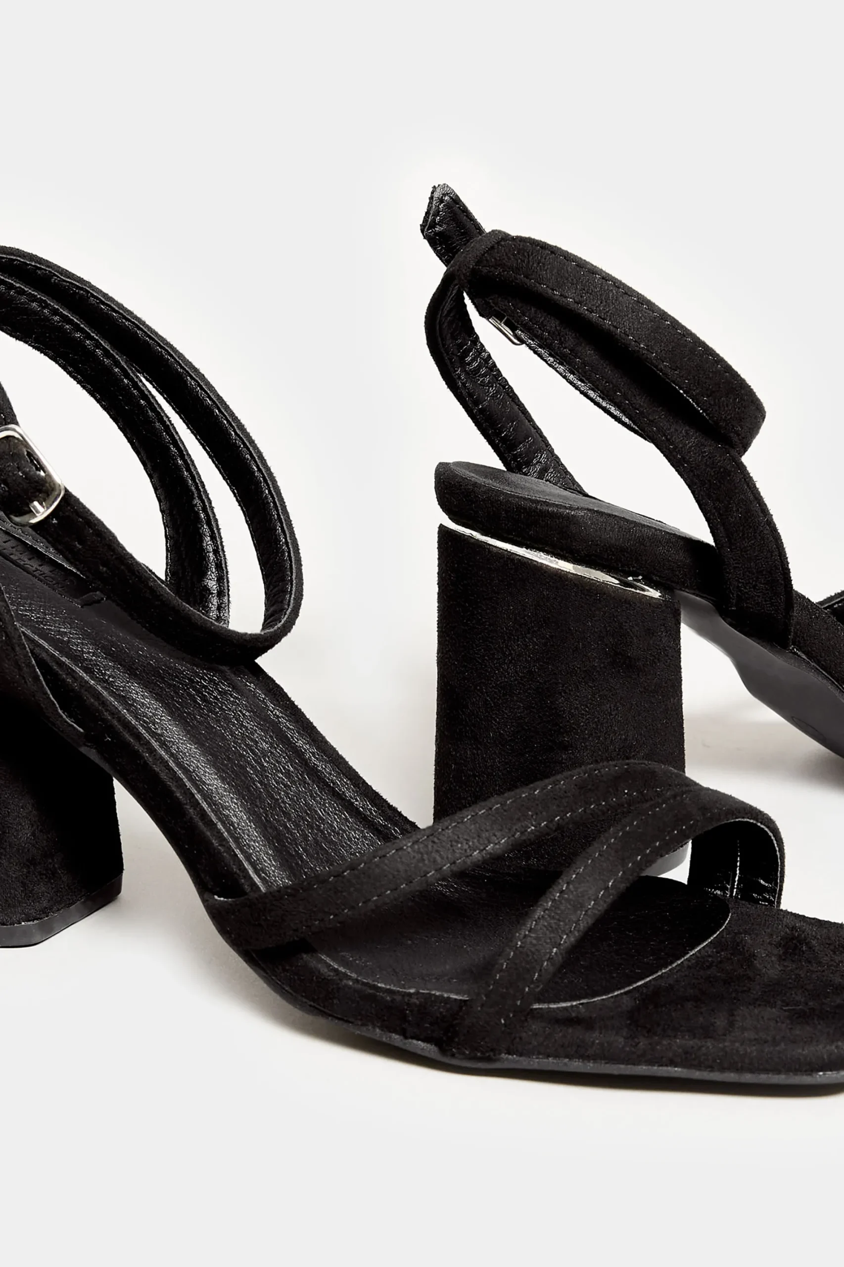 M&Co Limited Collection Limited Collection Black Asymmetrical Block Heel Sandal In Wide E Fit & Extra Fit Eee Fit>Women Heels