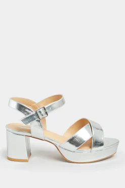 M&Co Limited Collection Limited Collection Silver Metallic Platform Heels In Wide E Fit & Extra Wide Eee Fit><noscript><img width=