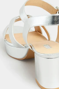 M&Co Limited Collection Limited Collection Silver Metallic Platform Heels In Wide E Fit & Extra Wide Eee Fit><noscript><img width=