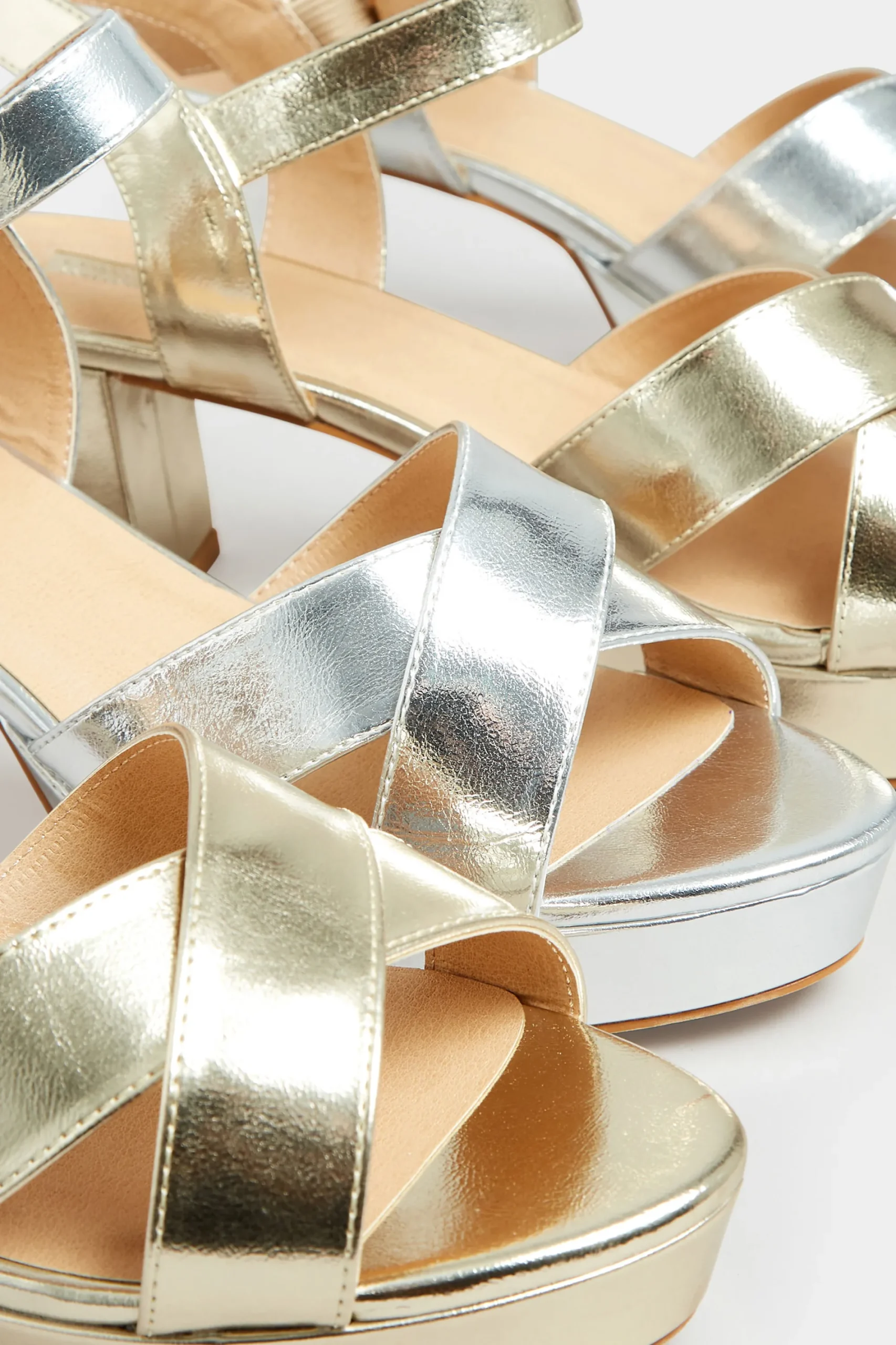 M&Co Limited Collection Limited Collection Silver Metallic Platform Heels In Wide E Fit & Extra Wide Eee Fit>Women Heels