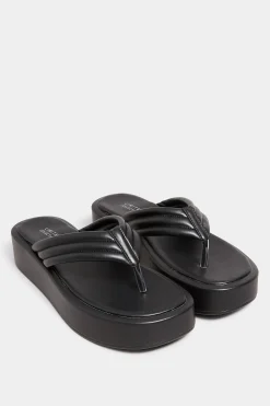 M&Co Limited Collection Limited Collection Black Flatform Flip Flops In Wide E Fit>Women Flat Shoes