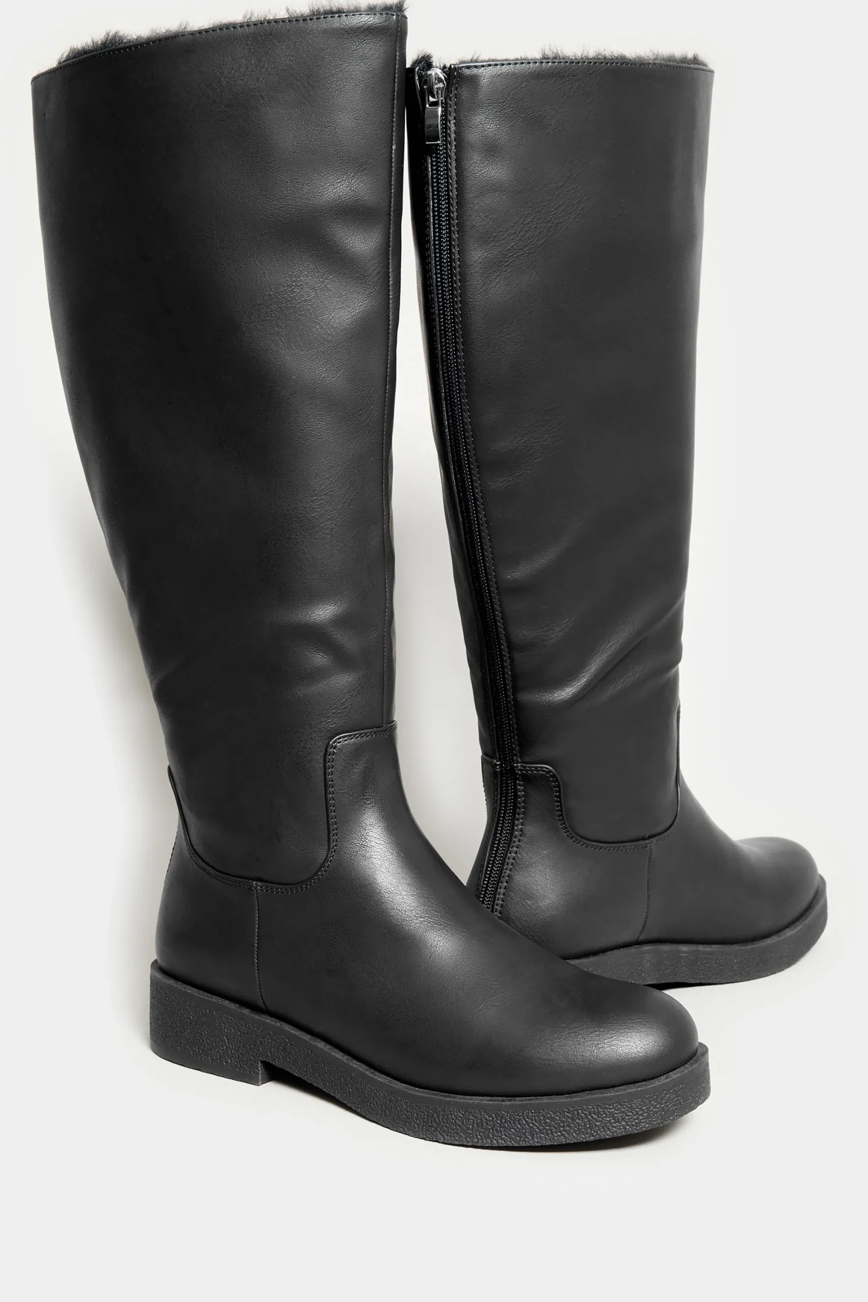 M&Co Limited Collection Limited Collection Black Fur Lined Knee High Boots In Wide E Fit>Women Boots
