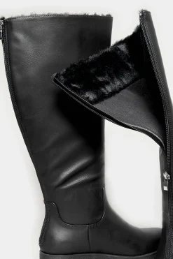 M&Co Limited Collection Limited Collection Black Fur Lined Knee High Boots In Wide E Fit><noscript><img width=