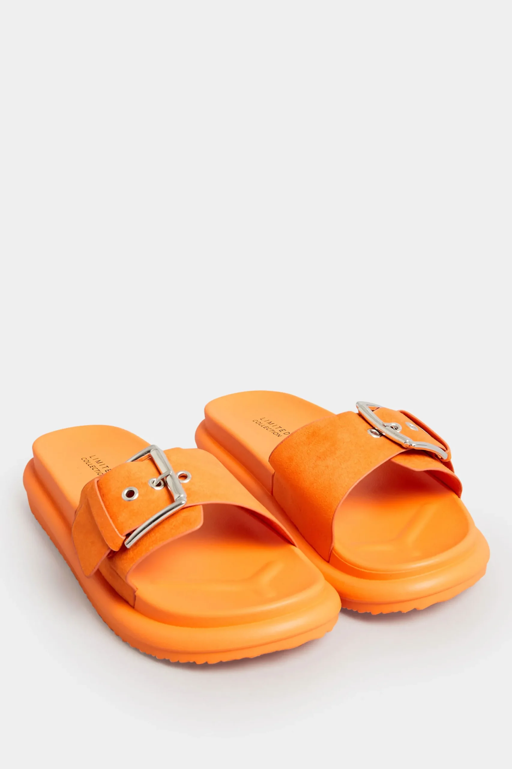 M&Co Limited Collection Limited Collection Orange Buckle Strap Mule Sandals In Wide E Fit & Extra Wide Eee Fit>Women Mules & Sliders