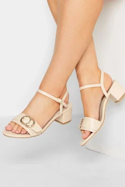 M&Co Limited Collection Limited Collection Beige Brown Buckle Block Heeled Sandal In Wide E Fit & Extra Wide Eee Fit>Women Heels