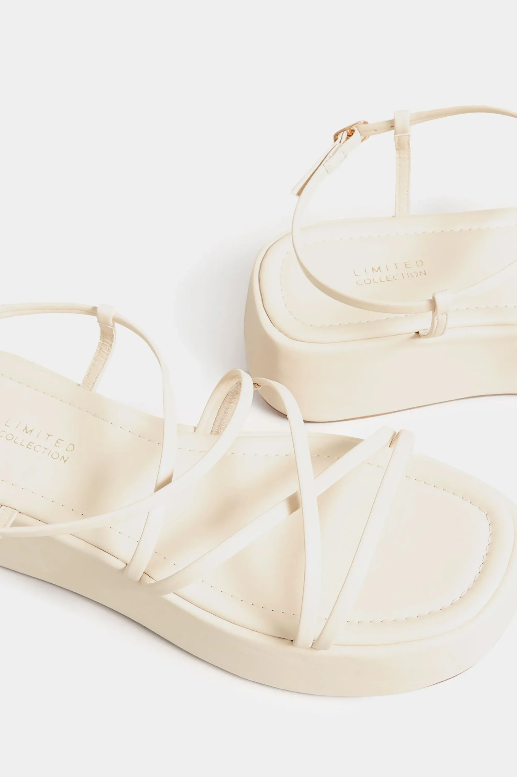 M&Co Limited Collection Limited Collection White Strappy Flatform Sandals In Extra Wide Eee Fit>Women Flat Shoes
