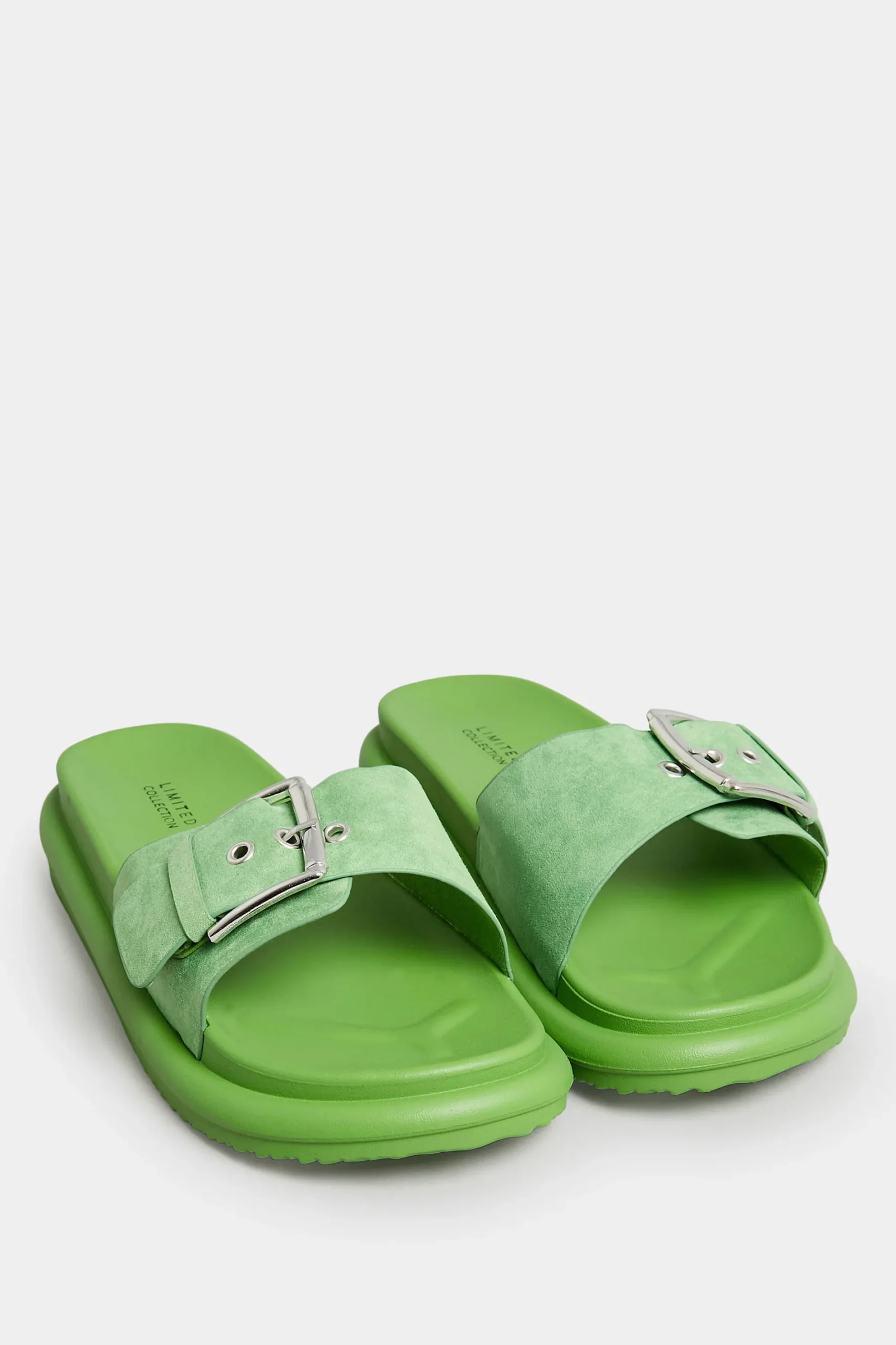 M&Co Limited Collection Limited Collection Green Buckle Strap Mule Sandals In Wide E Fit & Extra Wide Eee Fit>Women Mules & Sliders