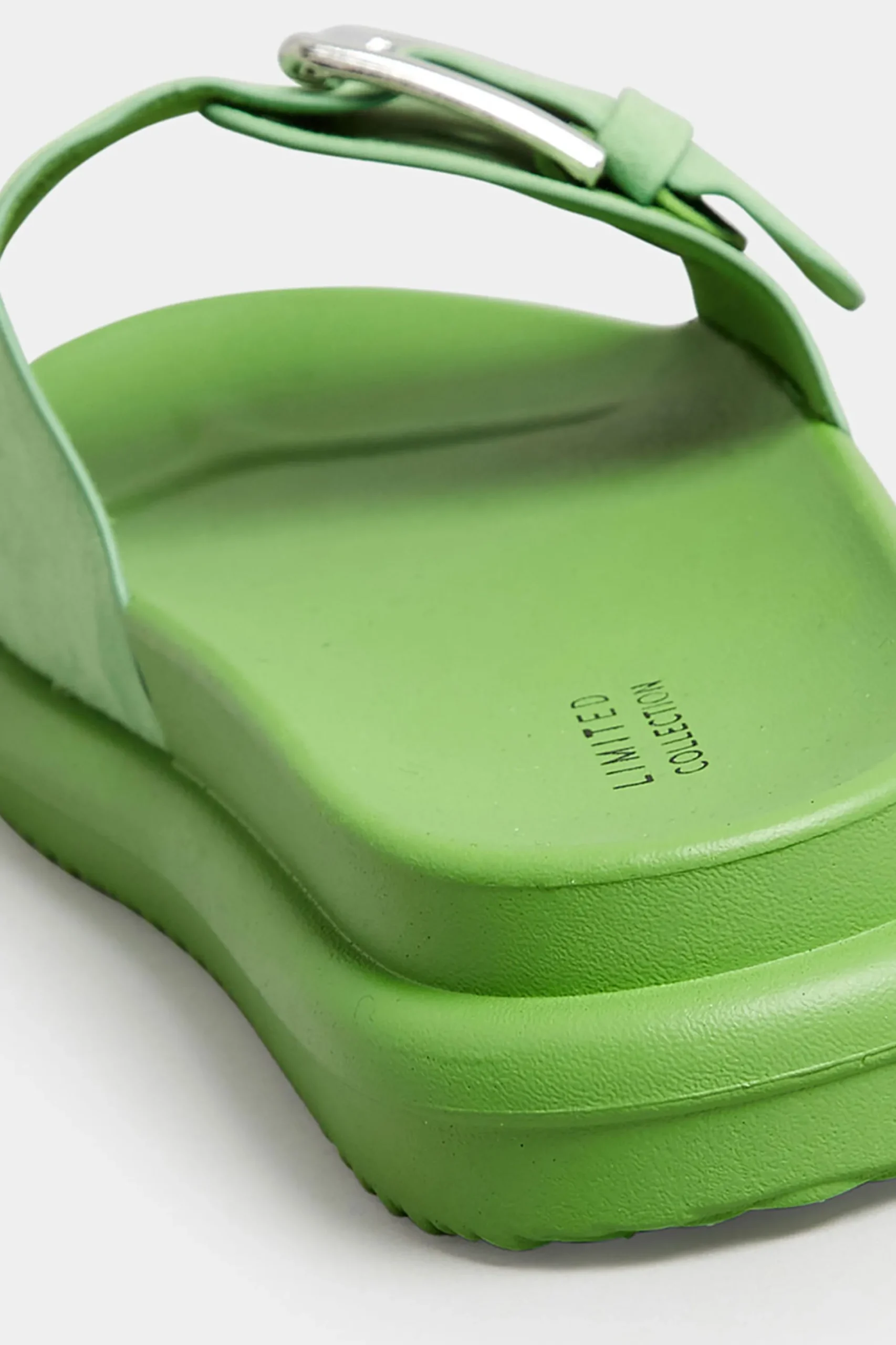 M&Co Limited Collection Limited Collection Green Buckle Strap Mule Sandals In Wide E Fit & Extra Wide Eee Fit>Women Mules & Sliders