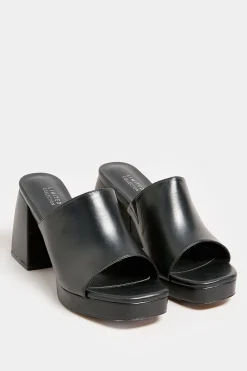 M&Co Limited Collection Limited Collection Black Platform Block Mule Sandal Heels In Wide E Fit & Extra Wide Eee Fit>Women Heels