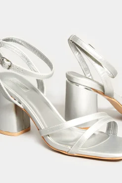 M&Co Limited Collection Limited Collection Silver Asymmetrical Block Heel Sandal In Wide E Fit & Extra Fit Eee Fit><noscript><img width=