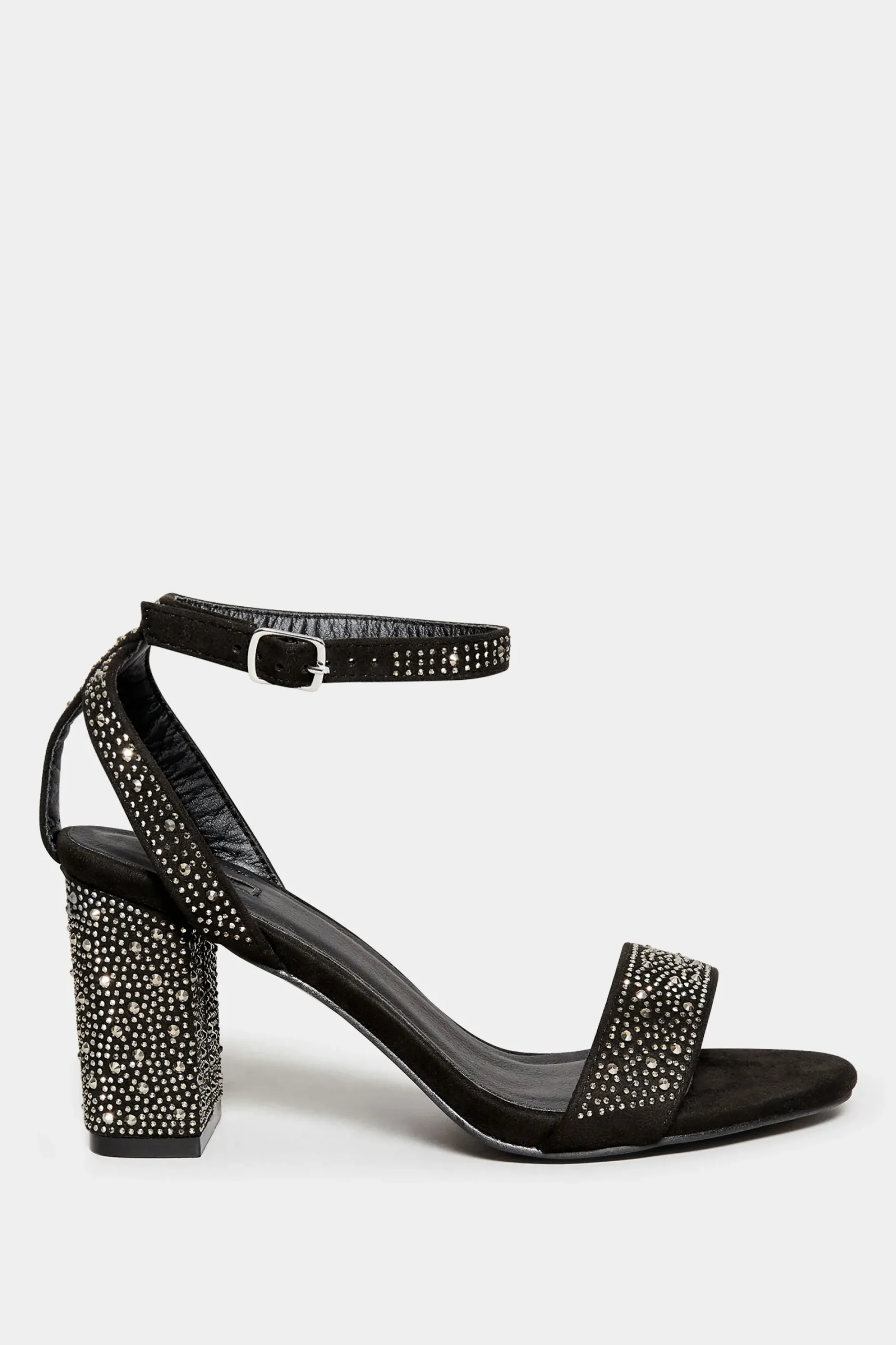 M&Co Limited Collection Limited Collection Black Faux Suede Diamante Embellished Heels In Wide E Fit & Extra Wide Eee Fit>Women Heels