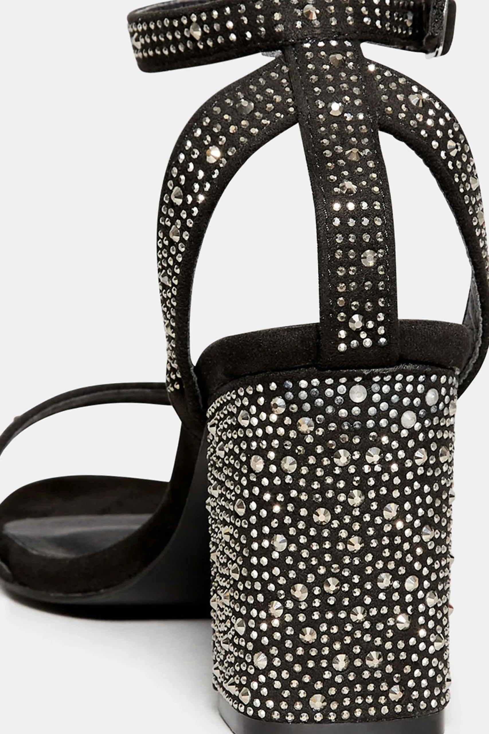M&Co Limited Collection Limited Collection Black Faux Suede Diamante Embellished Heels In Wide E Fit & Extra Wide Eee Fit>Women Heels