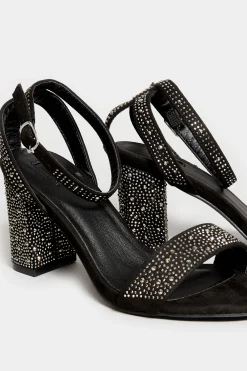 M&Co Limited Collection Limited Collection Black Faux Suede Diamante Embellished Heels In Wide E Fit & Extra Wide Eee Fit><noscript><img width=