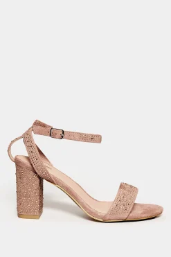 M&Co Limited Collection Limited Collection Pink Faux Suede Diamante Embellished Heels In Wide E Fit & Extra Wide Eee Fit><noscript><img width=