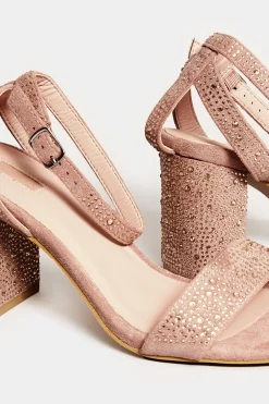 M&Co Limited Collection Limited Collection Pink Faux Suede Diamante Embellished Heels In Wide E Fit & Extra Wide Eee Fit><noscript><img width=