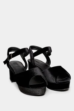 M&Co Limited Collection Limited Collection Black Velvet Platform Heels In Wide E Fit & Extra Wide Eee Fit>Women Heels
