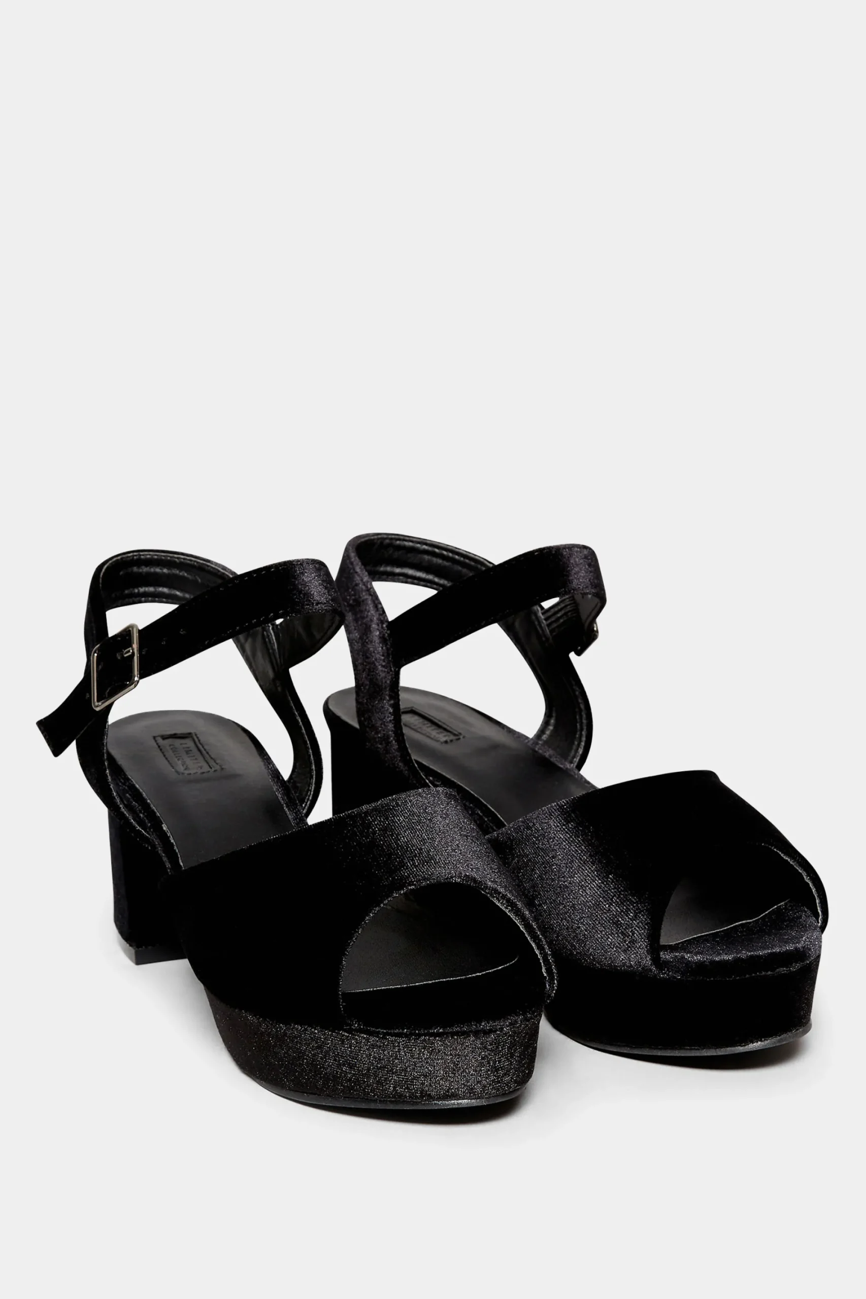 M&Co Limited Collection Limited Collection Black Velvet Platform Heels In Wide E Fit & Extra Wide Eee Fit>Women Heels