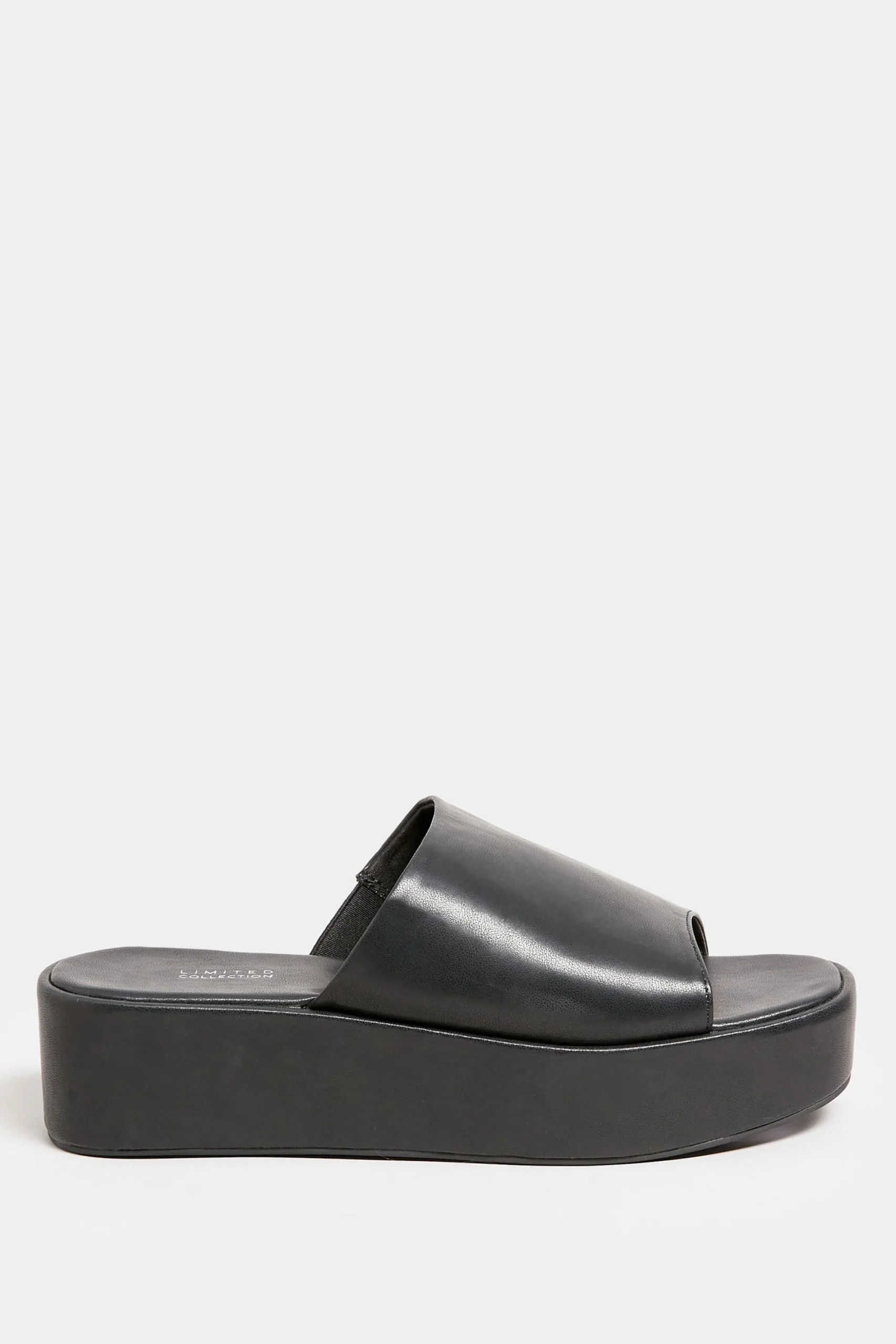 M&Co Limited Collection Limited Collection Black Platform Mule Sandals In E Wide Fit & Eee Extra Wide Fit>Women Mules & Sliders