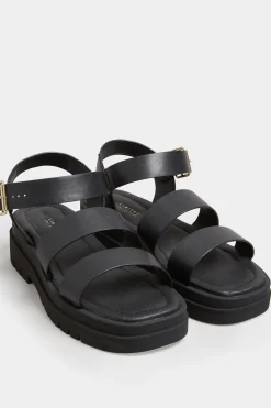 M&Co Limited Collection Limited Collection Black Triple Strap Gladiator Sandals In Wide E Fit & Extra Wide Eee Fit>Women Sandals