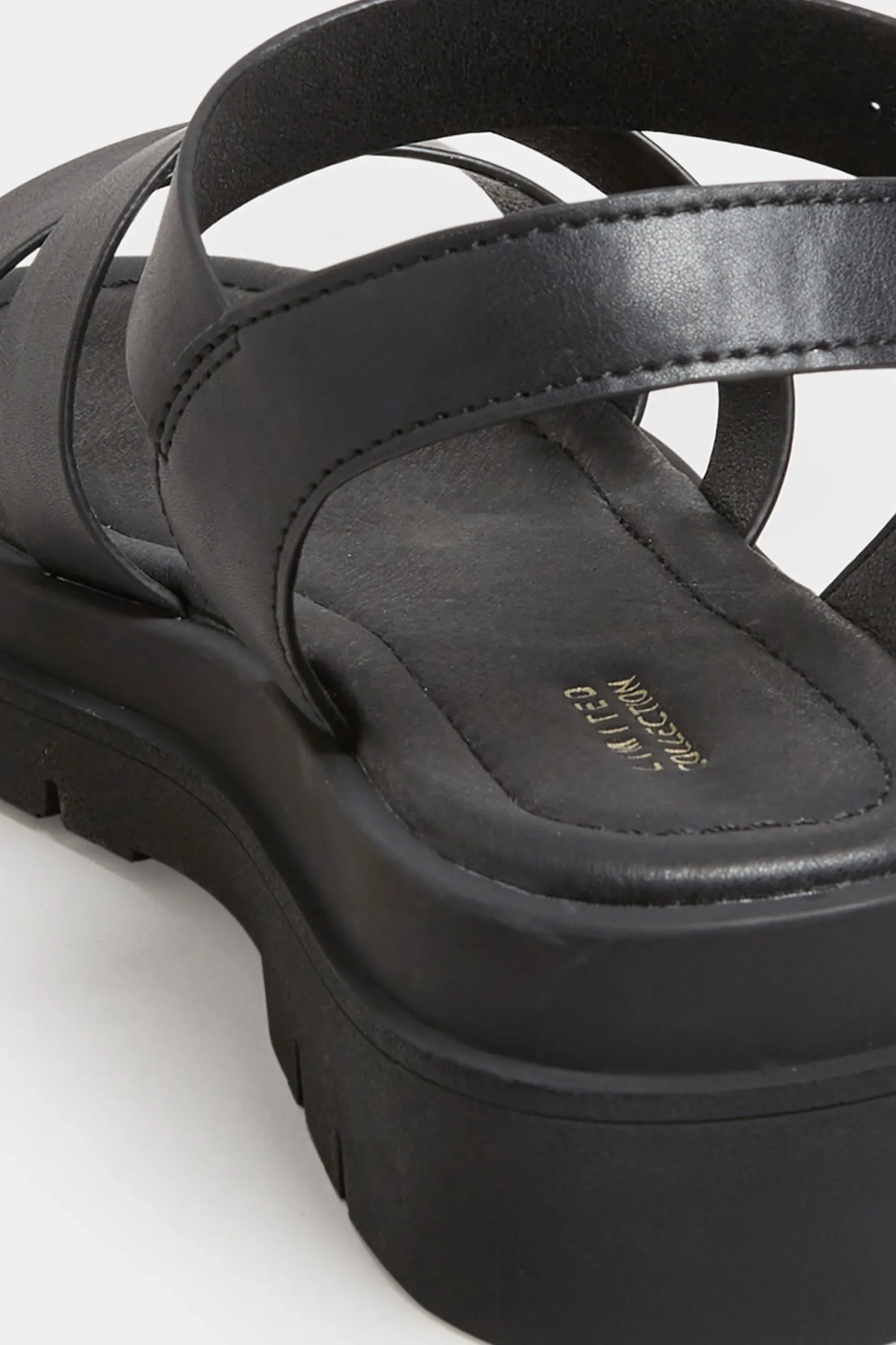 M&Co Limited Collection Limited Collection Black Triple Strap Gladiator Sandals In Wide E Fit & Extra Wide Eee Fit>Women Sandals
