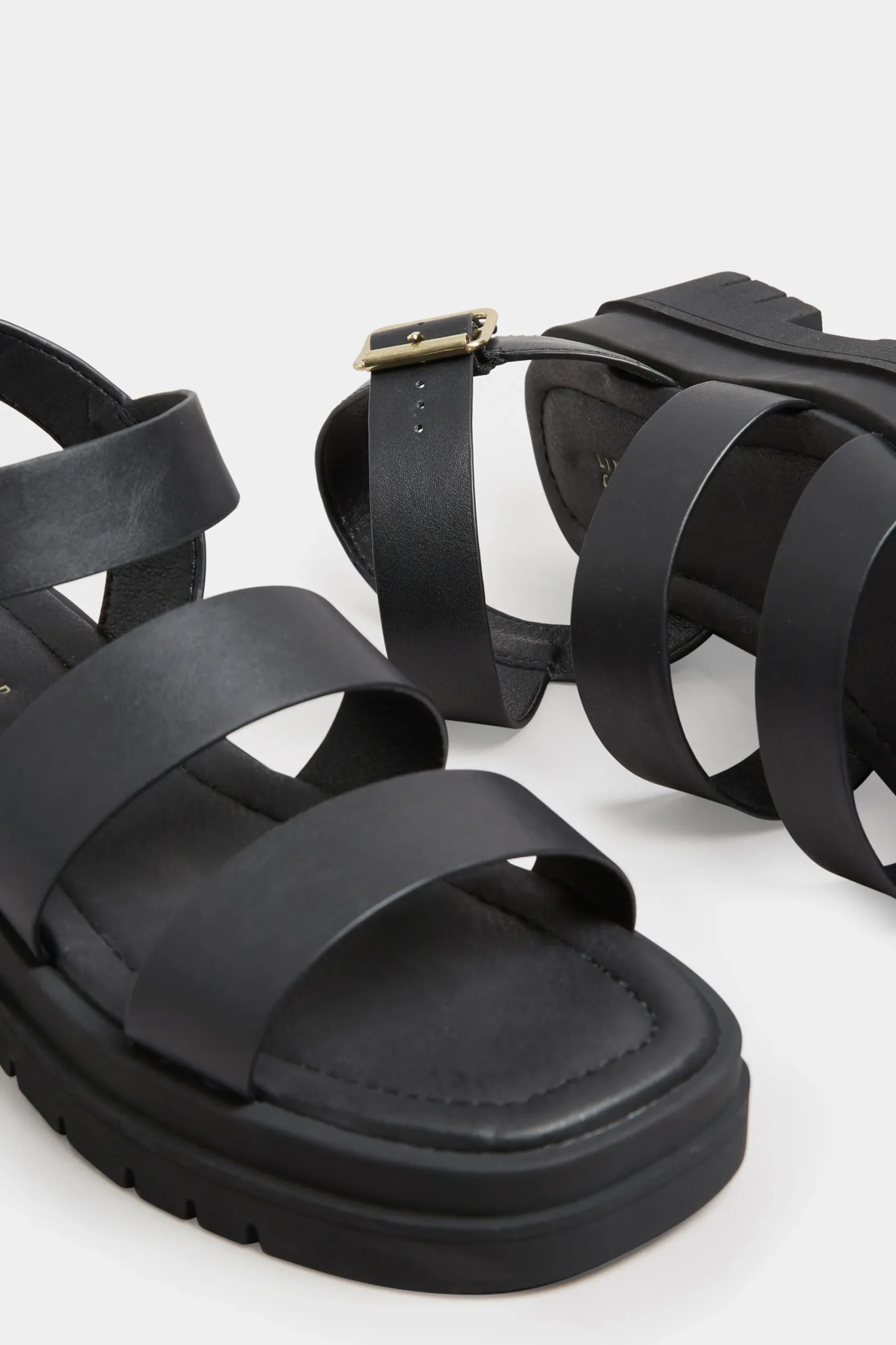 M&Co Limited Collection Limited Collection Black Triple Strap Gladiator Sandals In Wide E Fit & Extra Wide Eee Fit>Women Sandals