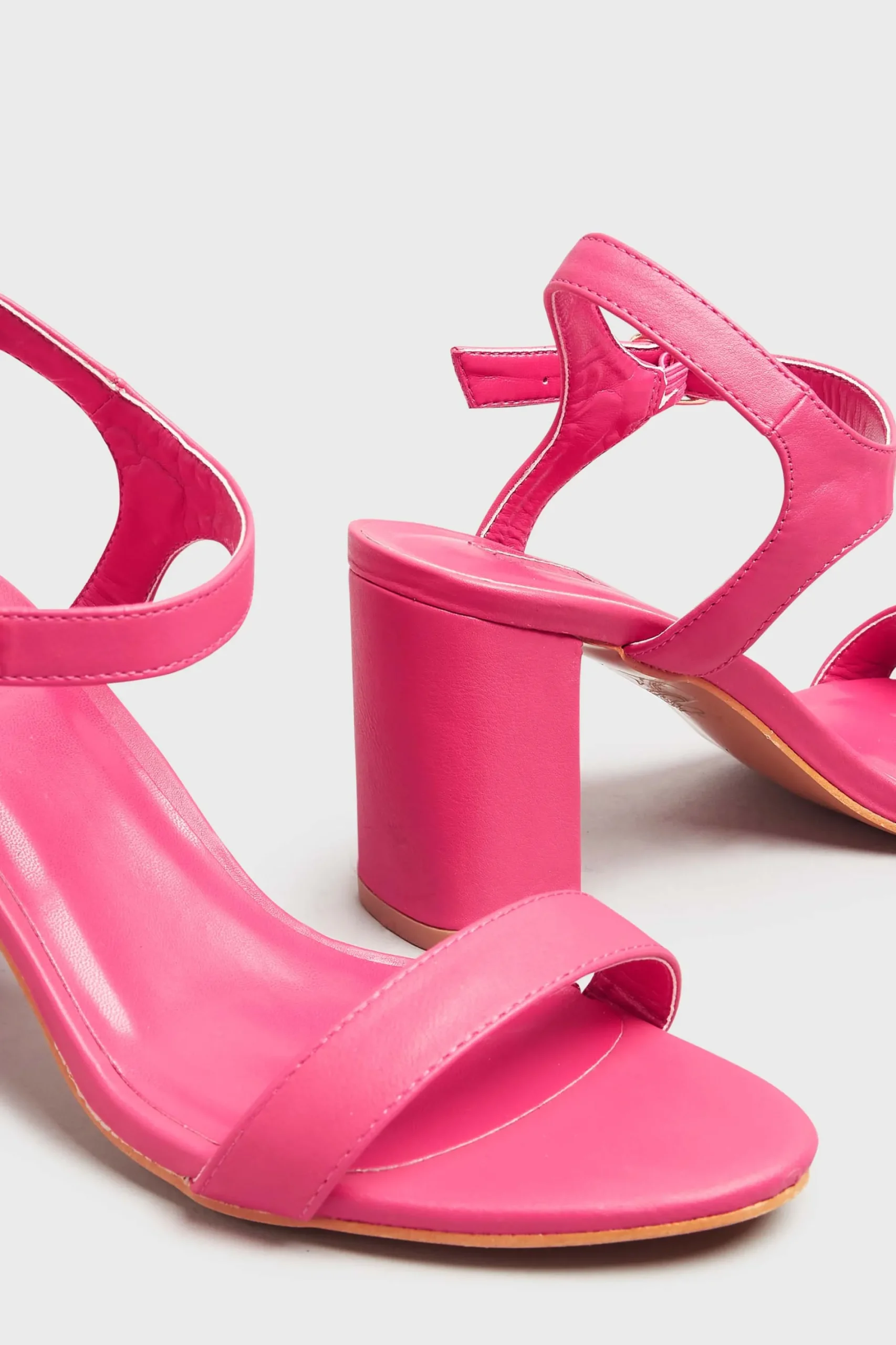 M&Co Limited Collection Limited Collection Hot Pink Block Heel Sandal In Wide E Fit & Extra Wide Fit>Women Heels
