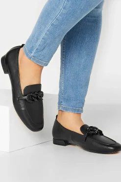 M&Co Limited Collection Limited Collection Black Chain Loafers In Wide E Fit>Women Flat Shoes