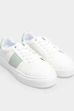 M&Co Limited Collection Limited Collection White & Mint Green Stripe Trainers In Wide Eee Fit><noscript><img width=