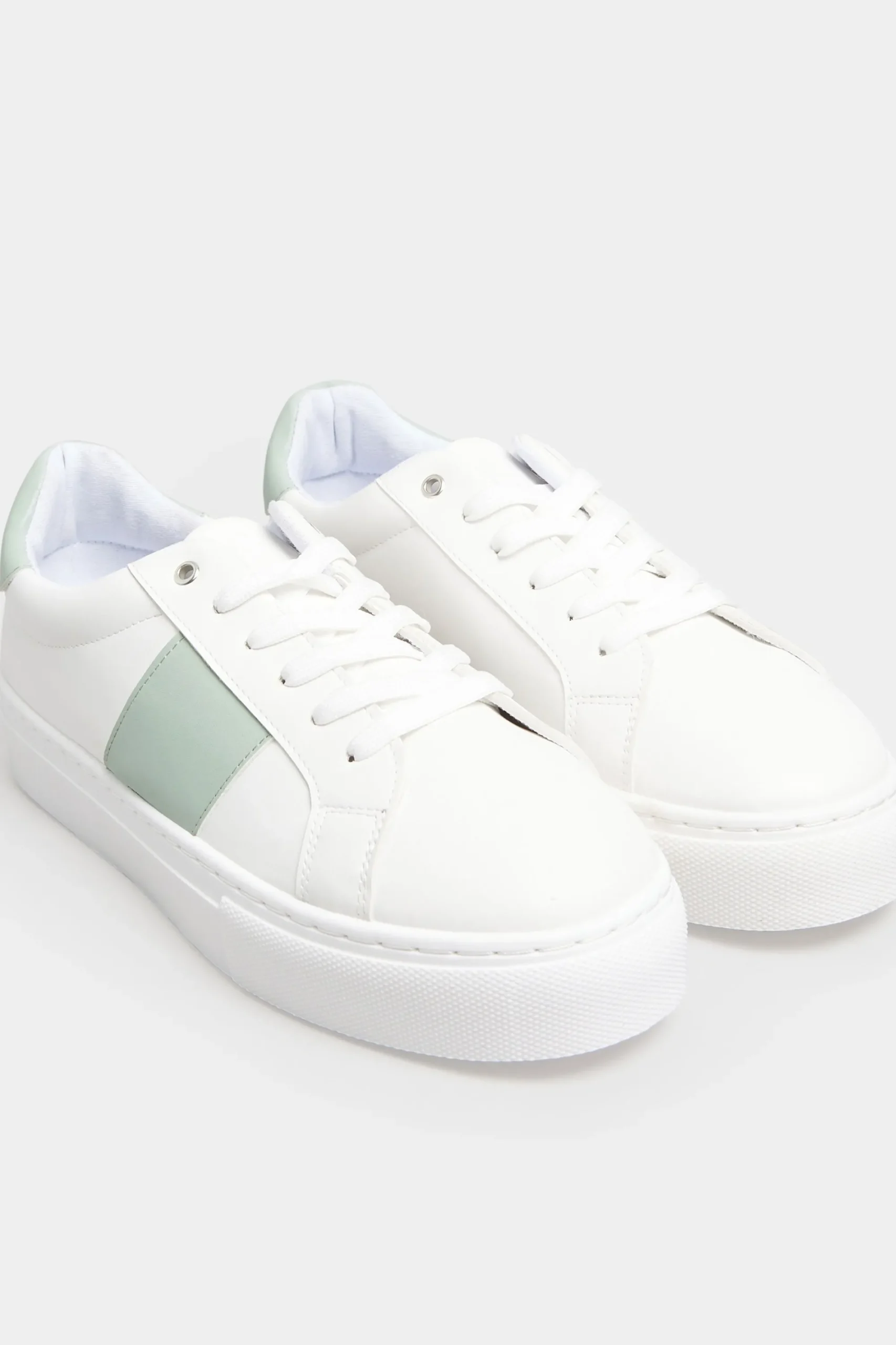 M&Co Limited Collection Limited Collection White & Mint Green Stripe Trainers In Wide Eee Fit>Women Trainers