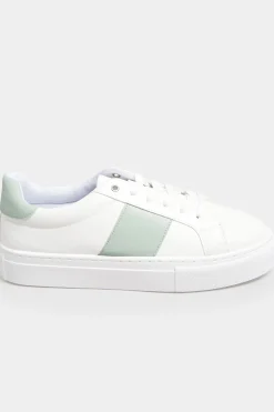M&Co Limited Collection Limited Collection White & Mint Green Stripe Trainers In Wide Eee Fit><noscript><img width=