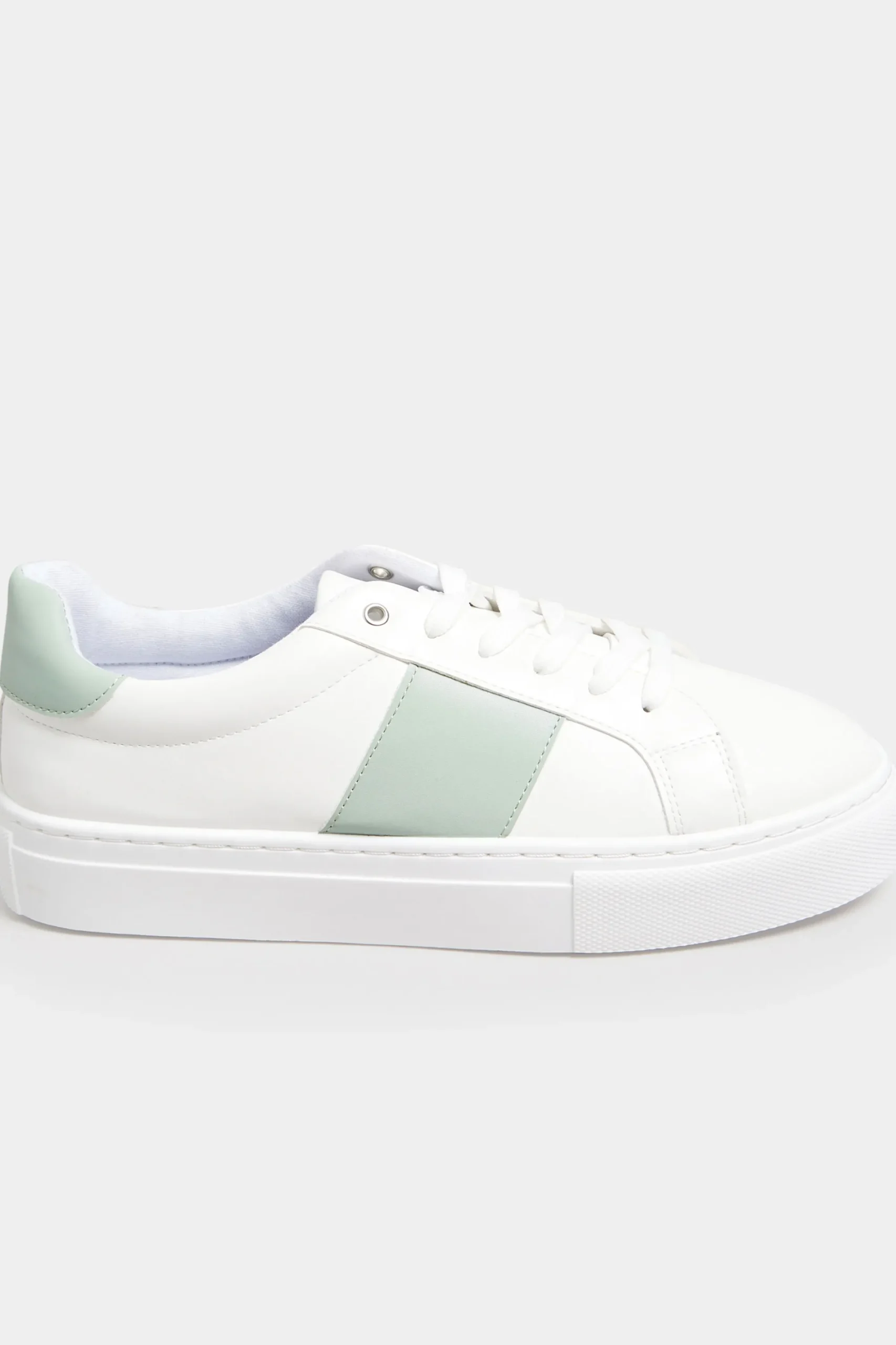 M&Co Limited Collection Limited Collection White & Mint Green Stripe Trainers In Wide Eee Fit>Women Trainers