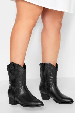 M&Co Limited Collection Limited Collection Black Cowboy Ankle Boots In Extra Wide Eee Fit>Women Boots