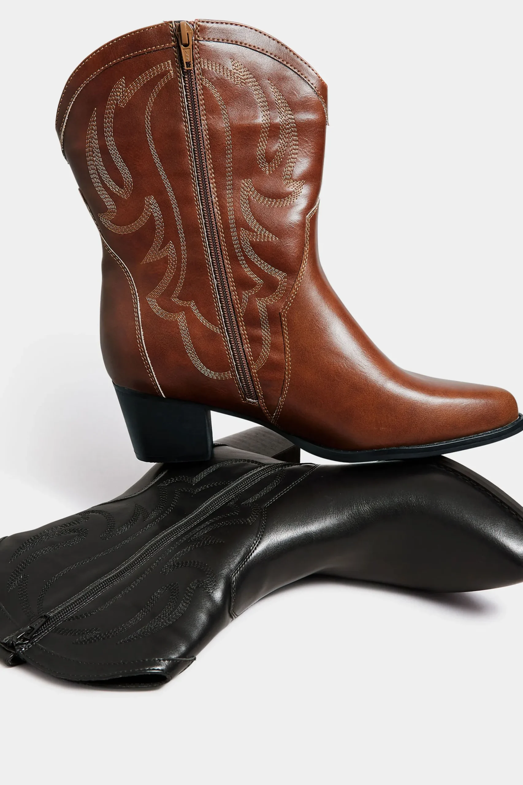 M&Co Limited Collection Limited Collection Black Cowboy Ankle Boots In Extra Wide Eee Fit>Women Boots