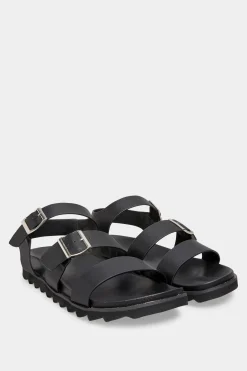 M&Co Limited Collection Limited Collection Black Footbed Buckle Sandals In Extra Wide Eee Fit>Women Flat Shoes