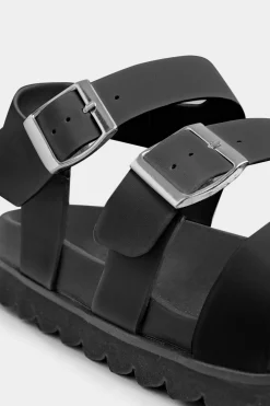 M&Co Limited Collection Limited Collection Black Footbed Buckle Sandals In Extra Wide Eee Fit><noscript><img width=