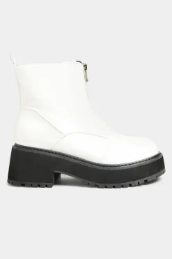 M&Co Limited Collection Limited Collection White Croc Leather Look Zip Chunky Boots In Wide E Fit><noscript><img width=