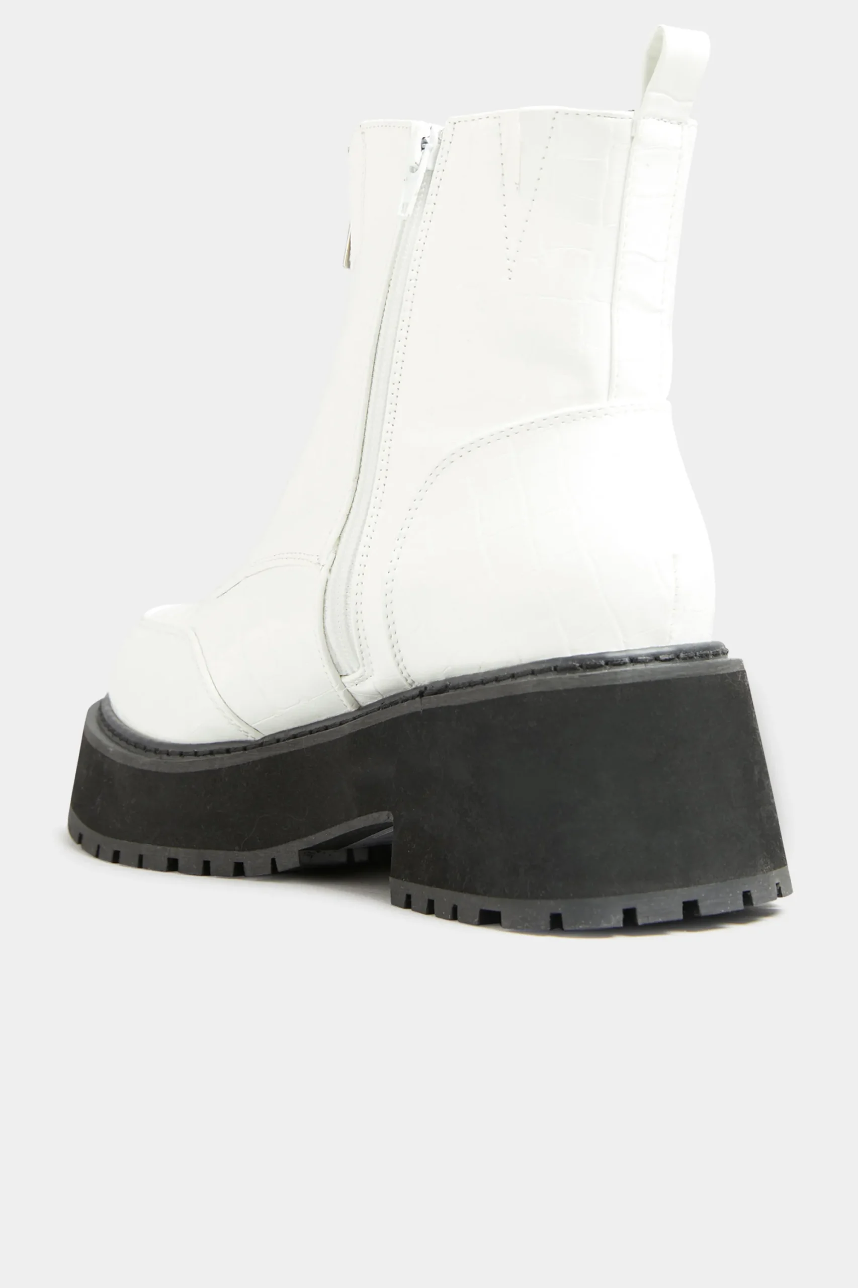 M&Co Limited Collection Limited Collection White Croc Leather Look Zip Chunky Boots In Wide E Fit>Women Boots