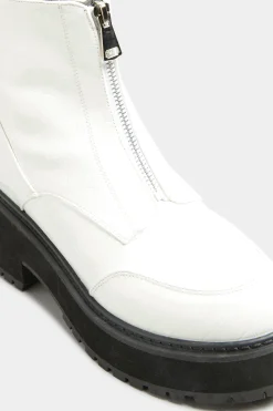 M&Co Limited Collection Limited Collection White Croc Leather Look Zip Chunky Boots In Wide E Fit><noscript><img width=
