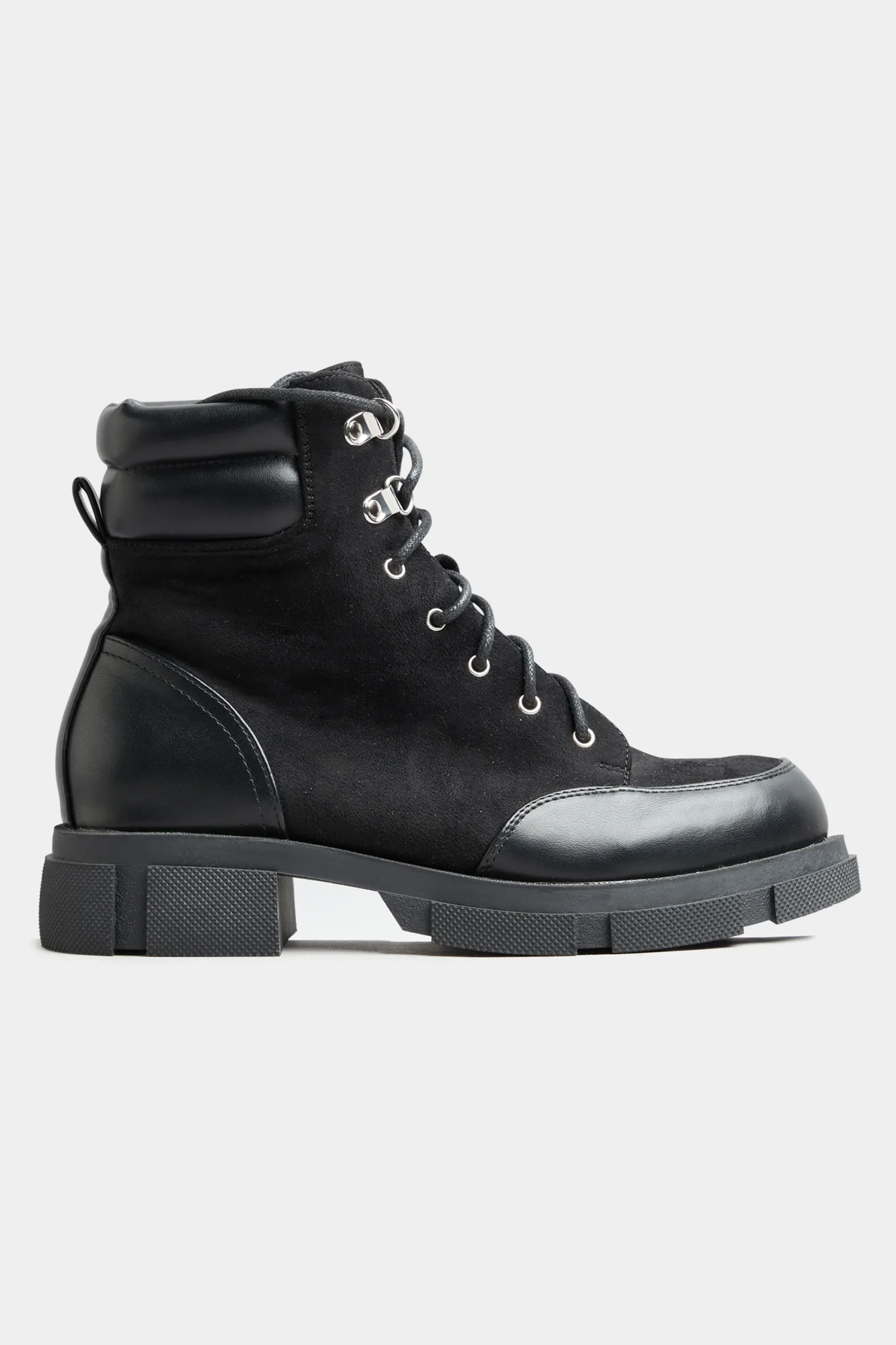 M&Co Limited Collection Limited Collection Black Faux Suede & Leather Lace Up Boots In Wide E Fit>Women Boots