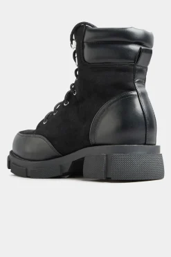M&Co Limited Collection Limited Collection Black Faux Suede & Leather Lace Up Boots In Wide E Fit><noscript><img width=