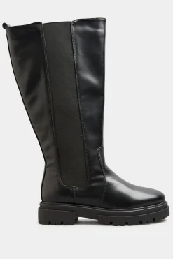M&Co Limited Collection Limited Collection Black Elasticated Knee High Cleated Boots In Wide E Fit & Extra Wide Eee Fit><noscript><img width=